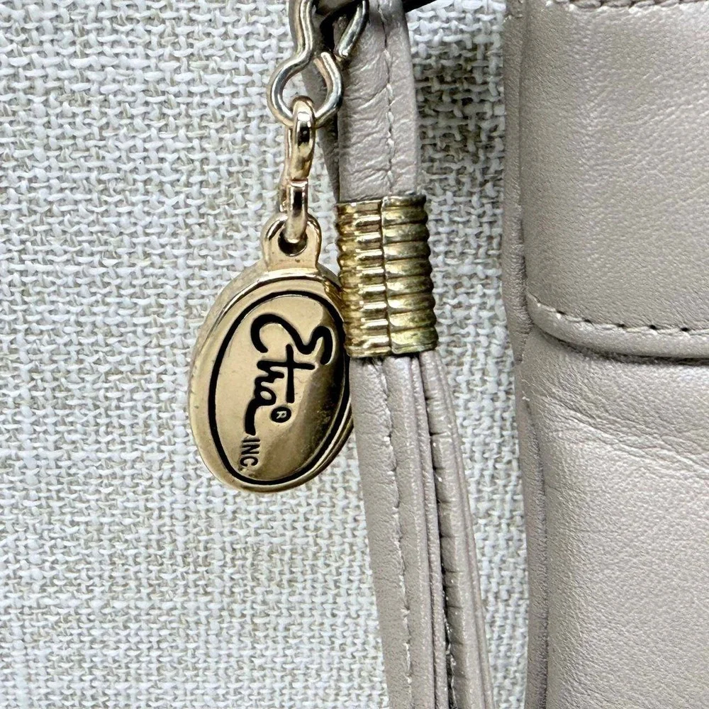 Etra Vintage Taupe Gray Genuine Leather Pleated Wristlet Clutch Bag